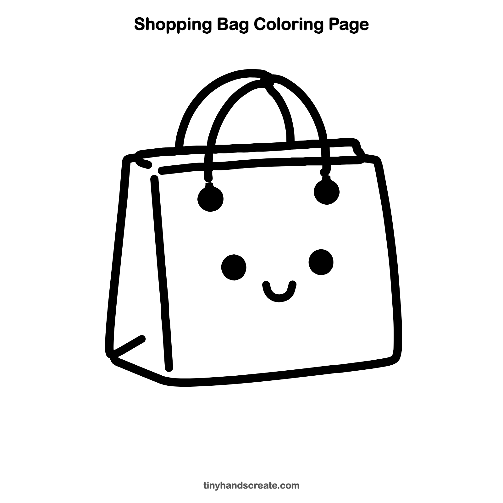 Free printable shopping bag coloring page for kids
