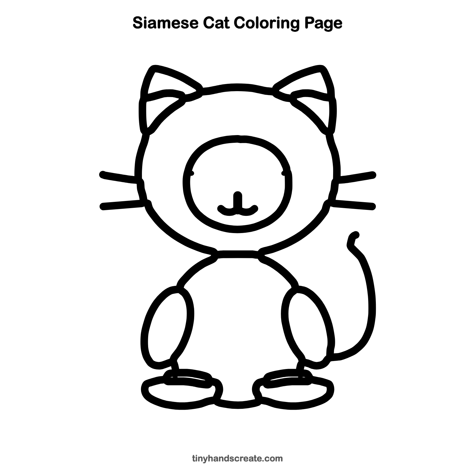 Free printable Siamese cat coloring page for kids