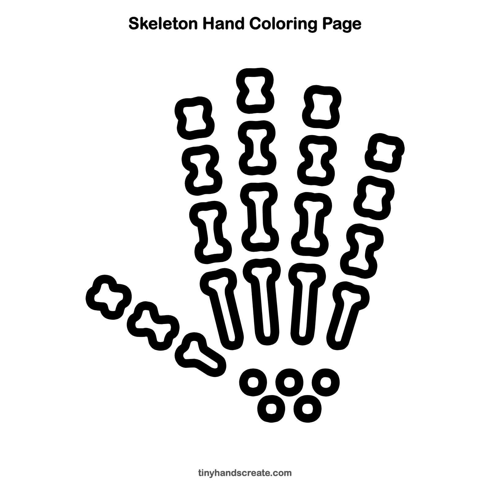 Free printable skeleton hand coloring page for kids