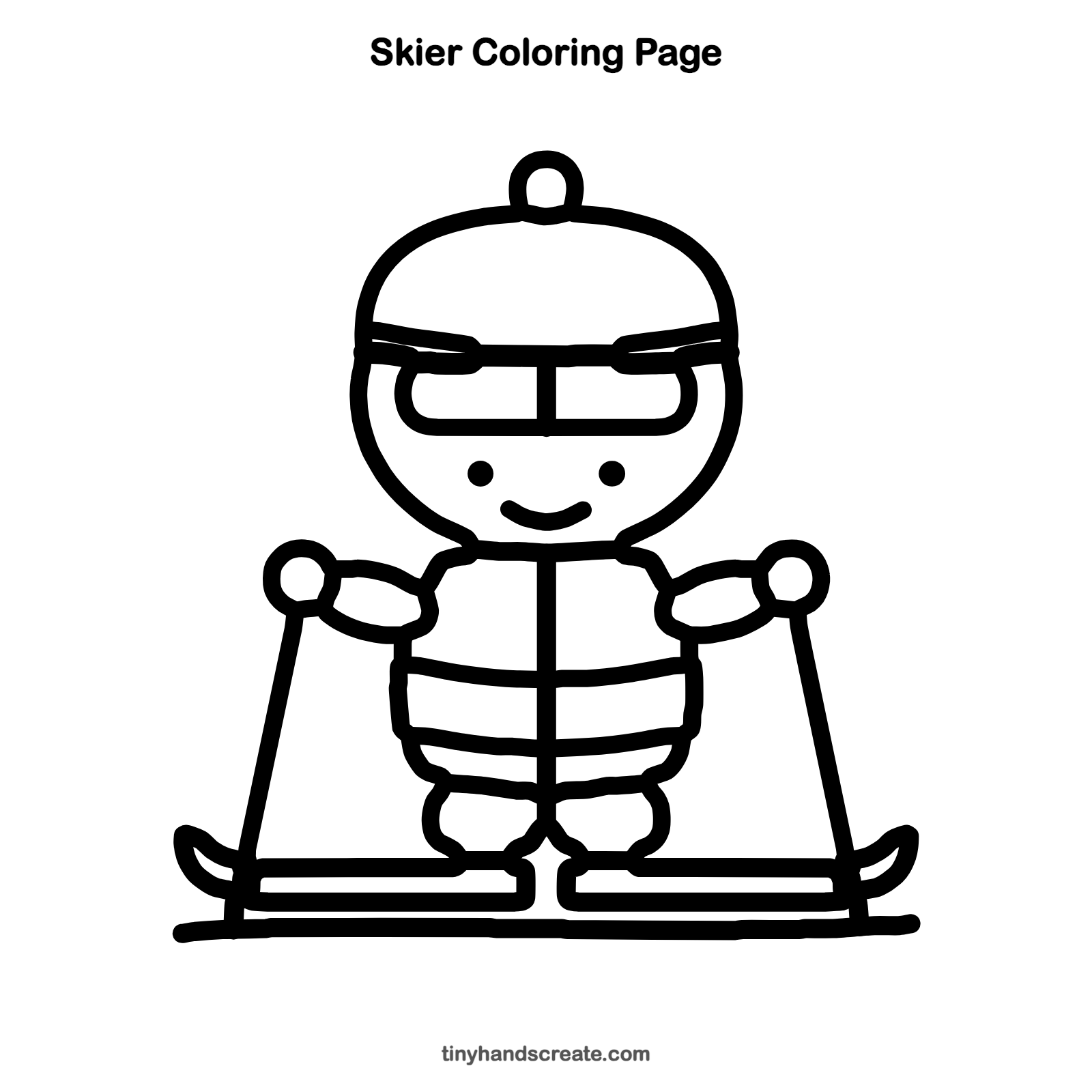 Free printable skier coloring page for kids