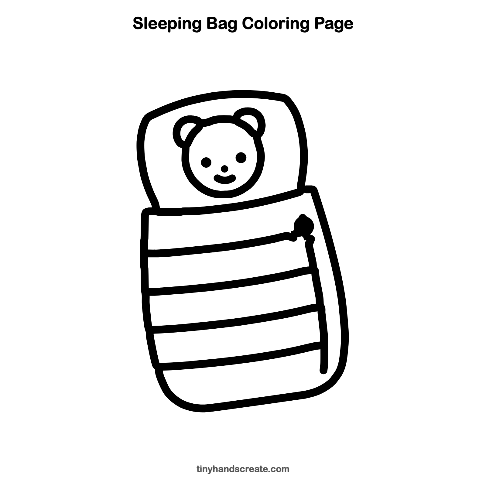 Free printable sleeping bag coloring page for kids