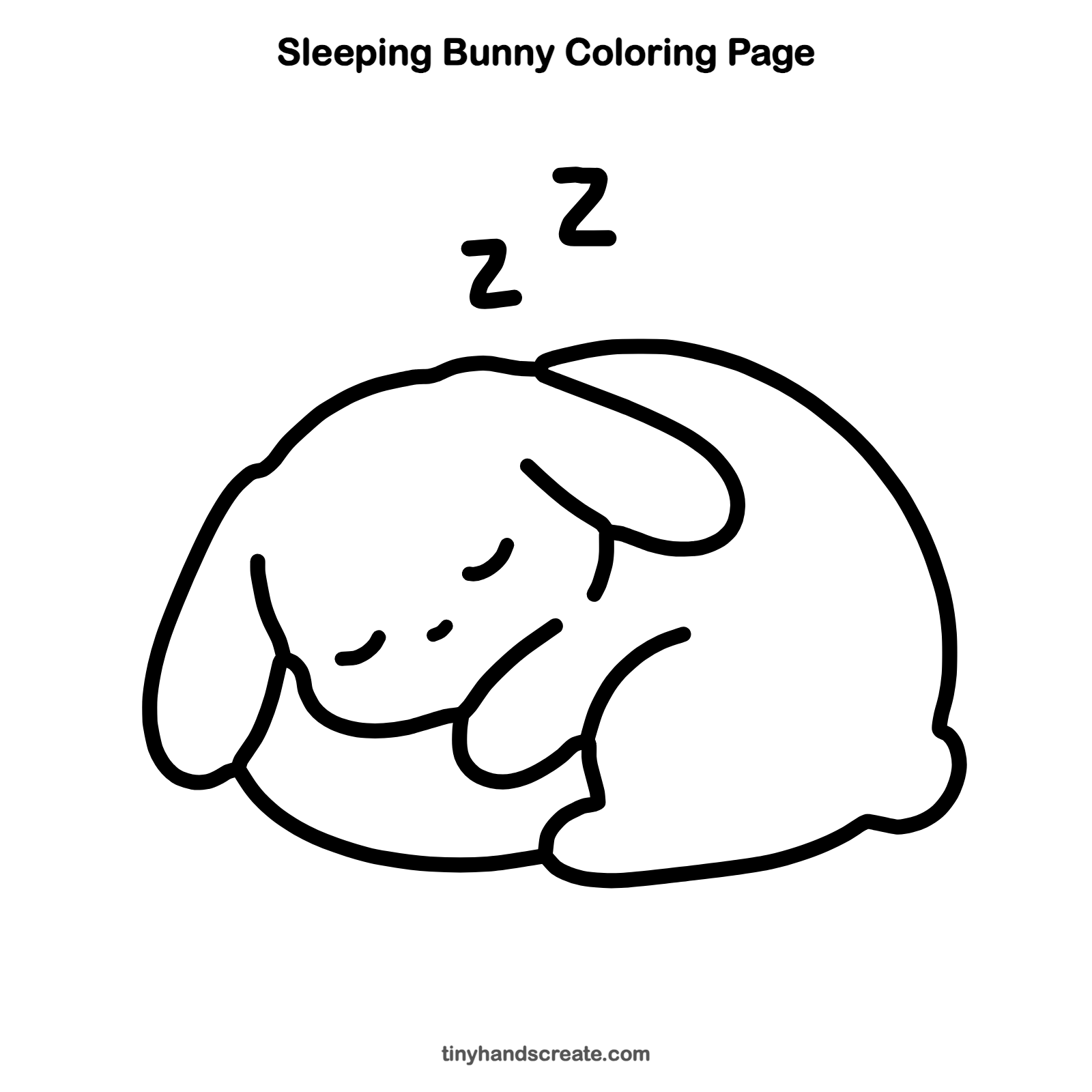 Free printable sleeping bunny coloring page for kids
