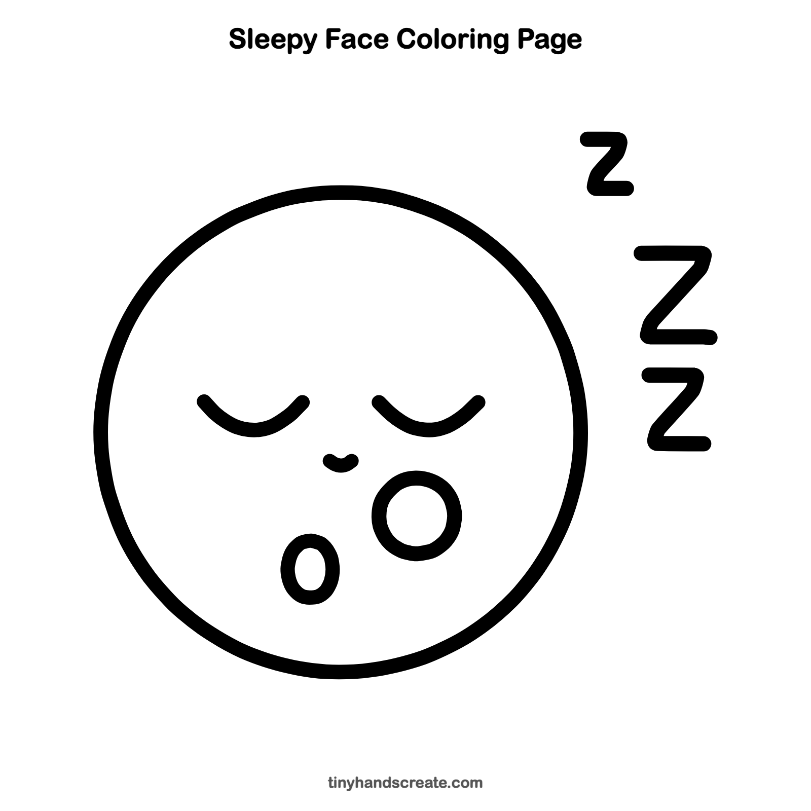 Free printable sleepy face coloring page for kids