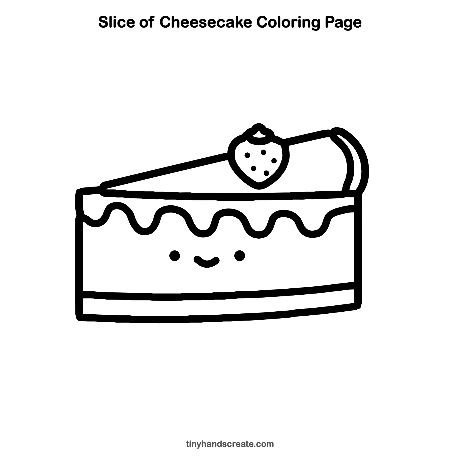 Free printable slice of cheesecake coloring page for kids