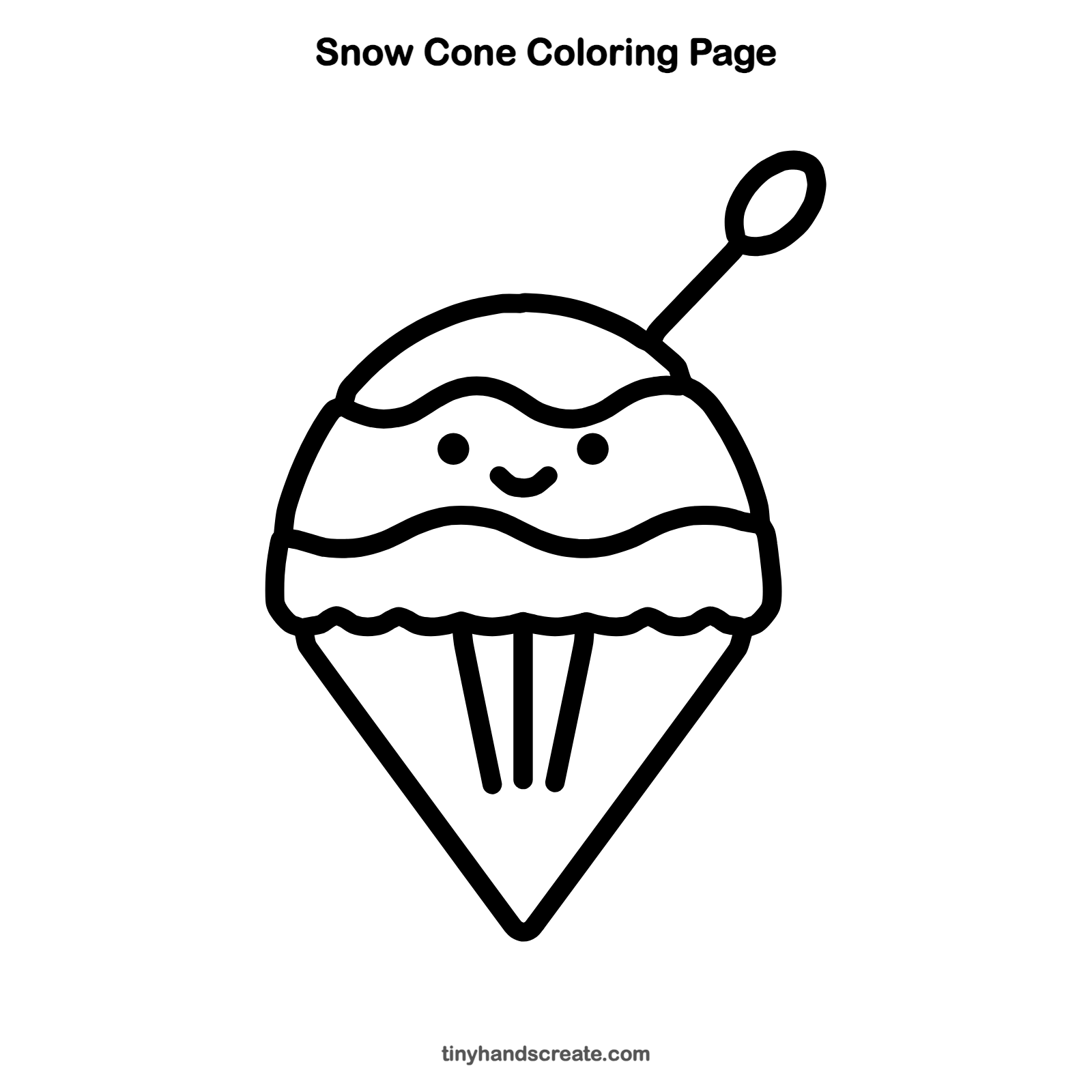 Free printable snow cone coloring page for kids
