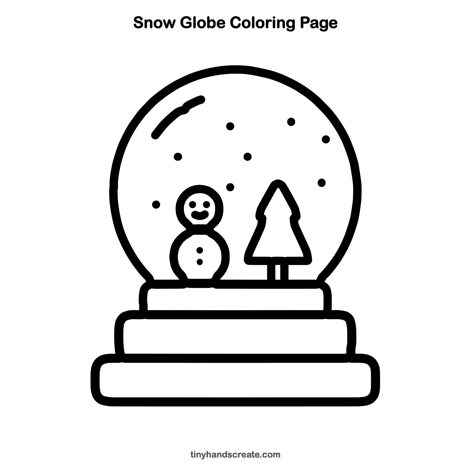 Free printable snow globe coloring page for kids