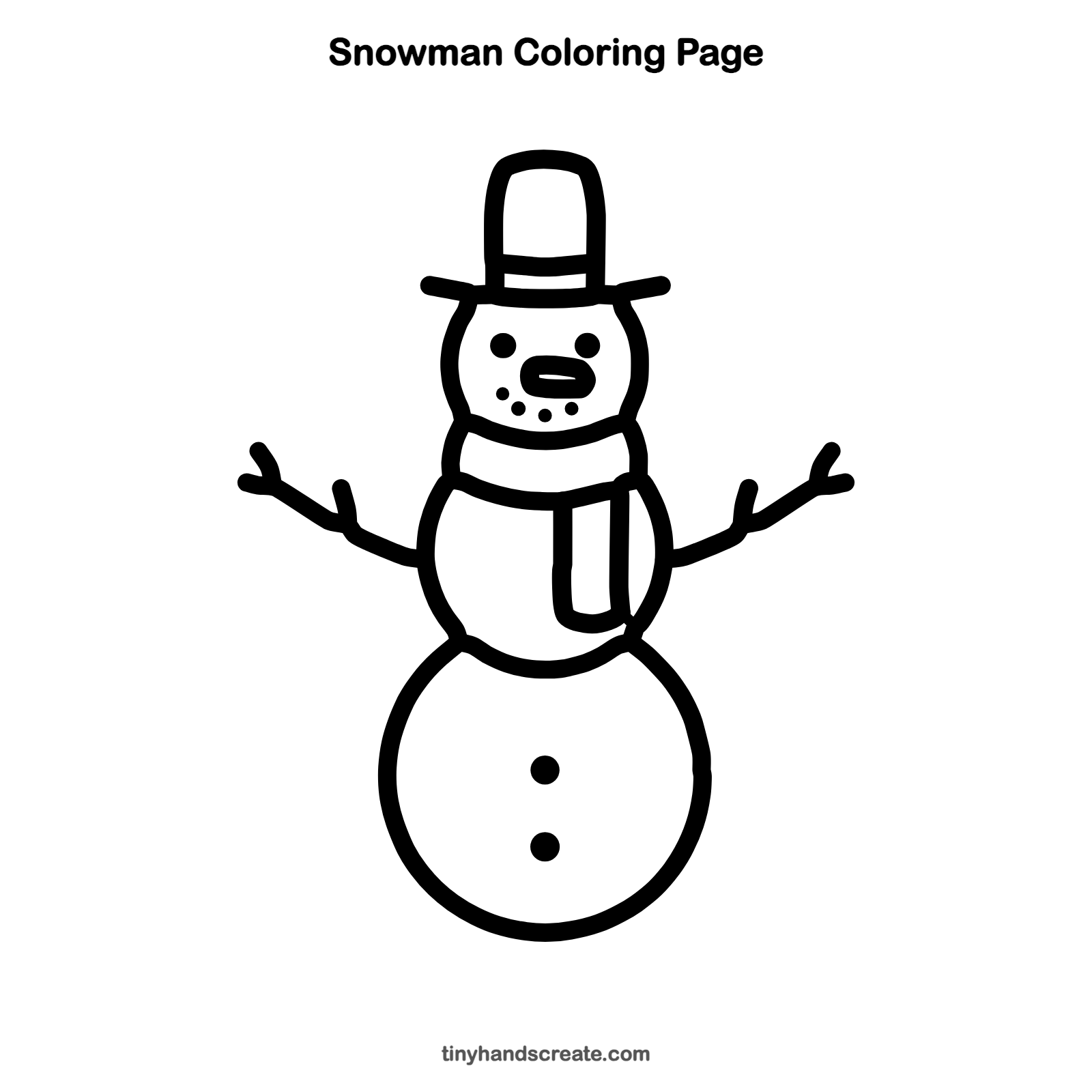 Free printable snowman coloring page for kids