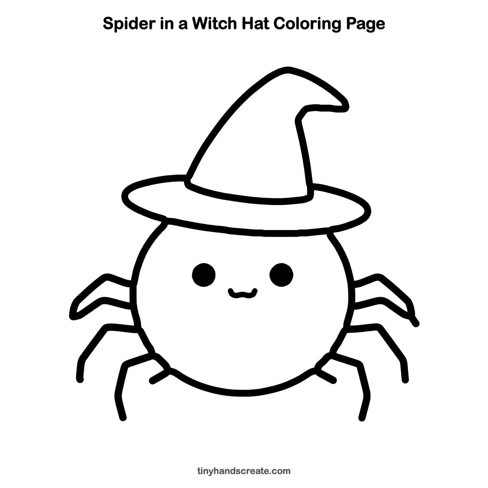 Free printable spider in a witch hat coloring page for kids