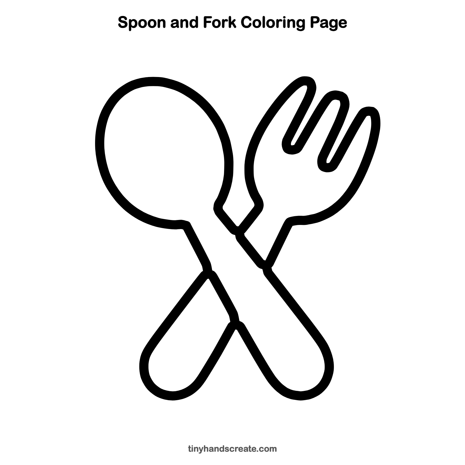 Free printable spoon and fork coloring page for kids