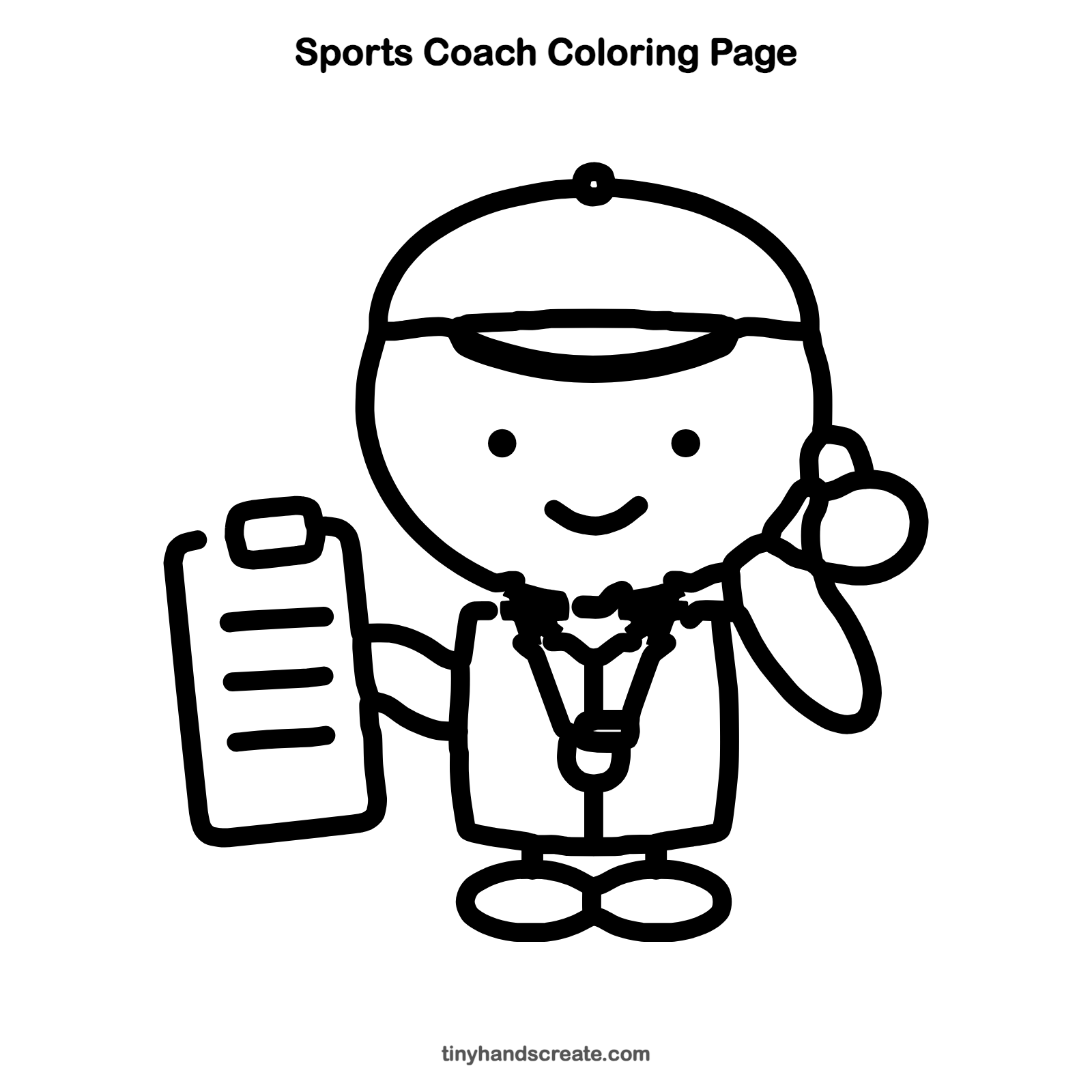 Free printable sports coach coloring page for kids