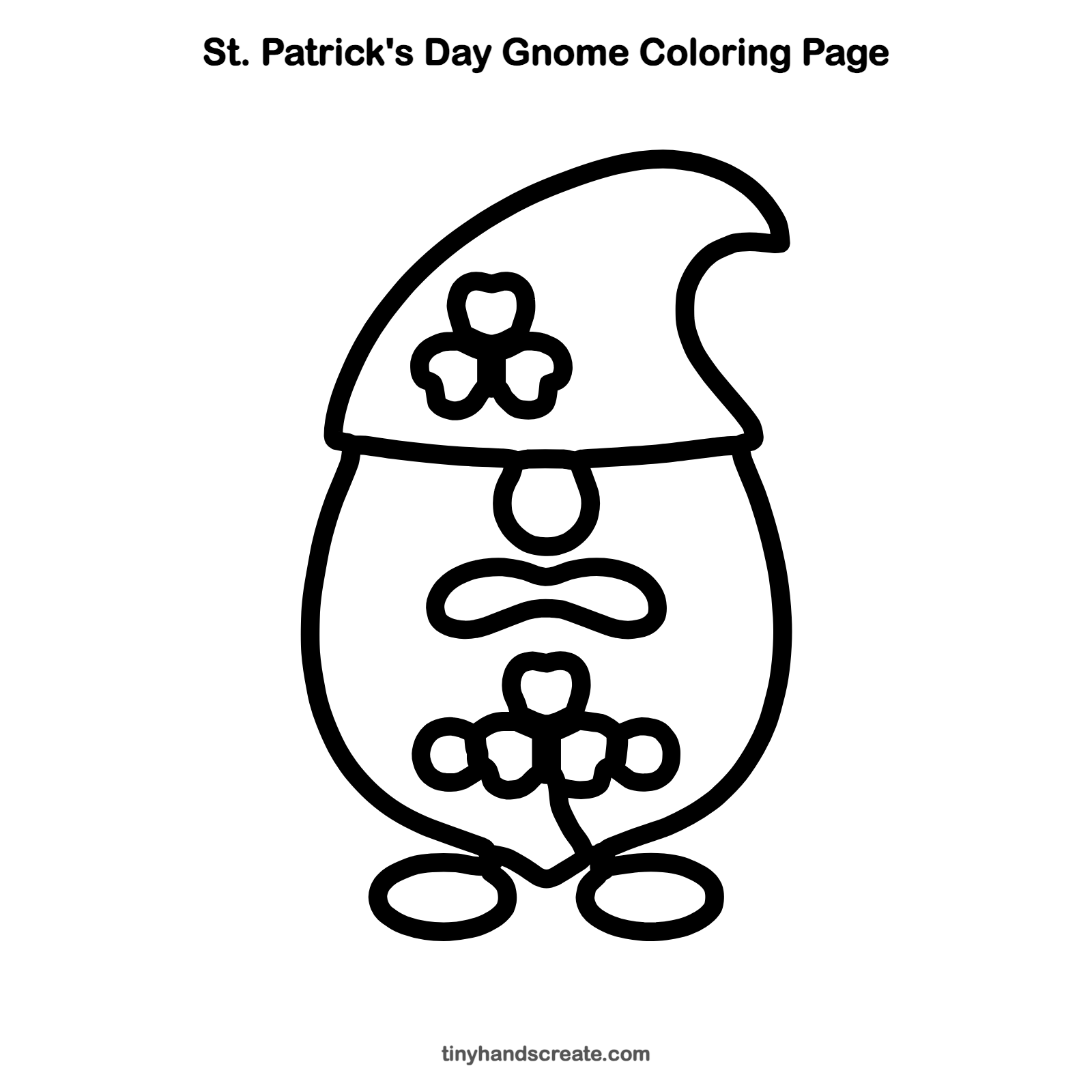 Free printable St. Patrick's Day gnome coloring page for kids