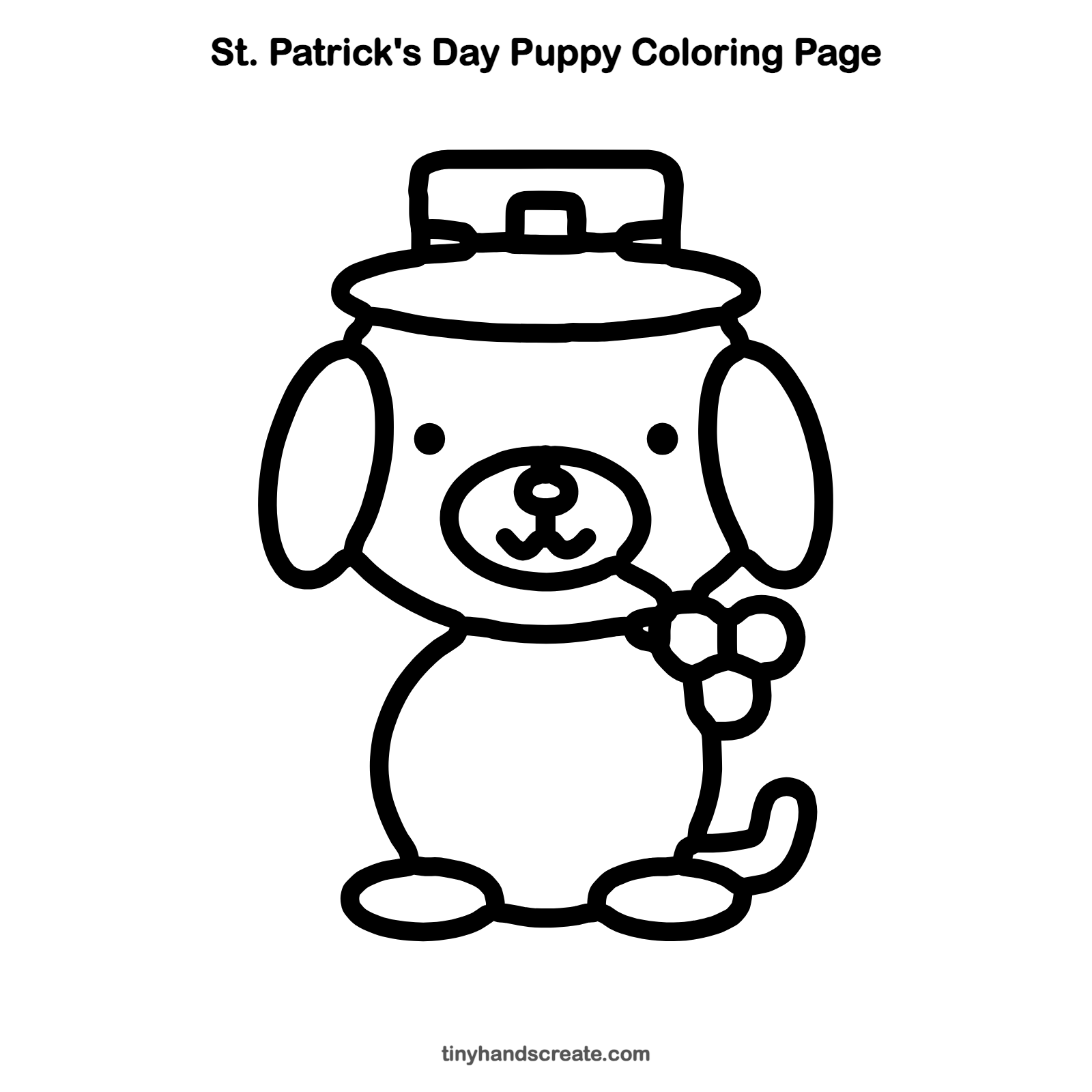 Free printable St. Patrick's Day puppy coloring page for kids
