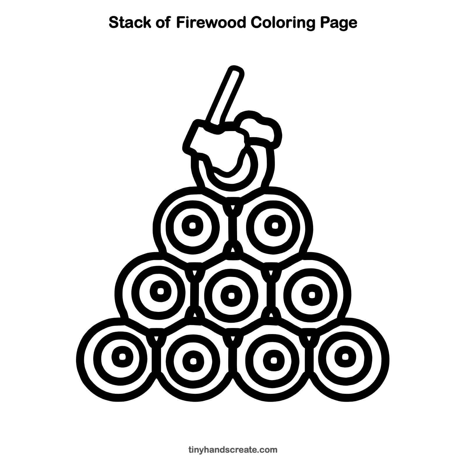 Free printable stack of firewood coloring page for kids