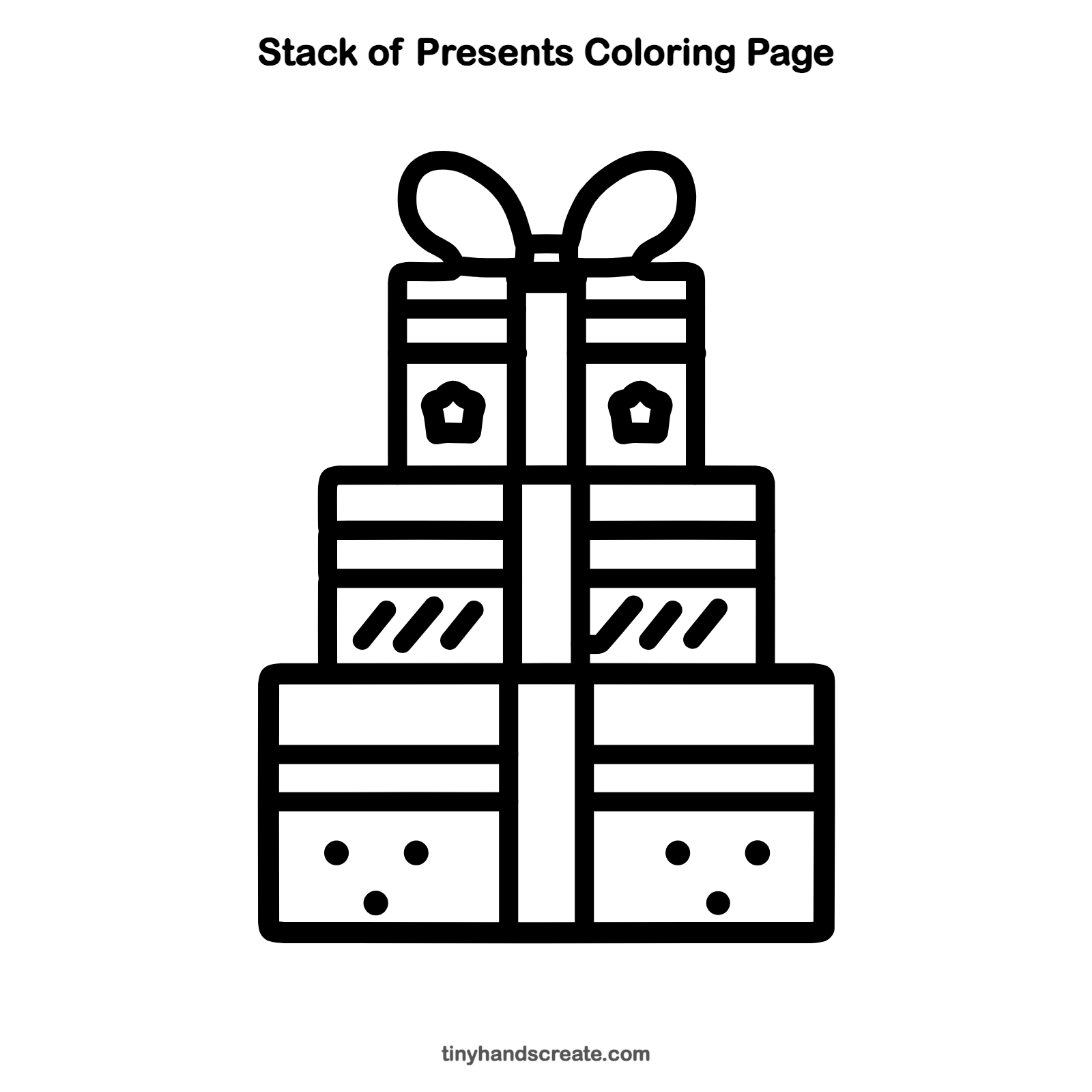 Free printable stack of presents coloring page for kids
