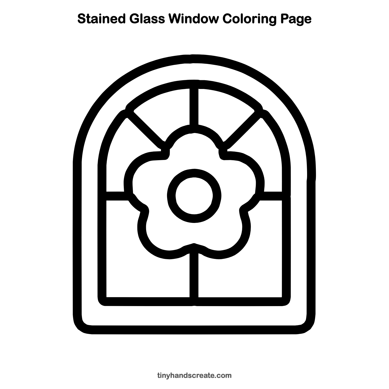 Free printable stained glass window coloring page for kids
