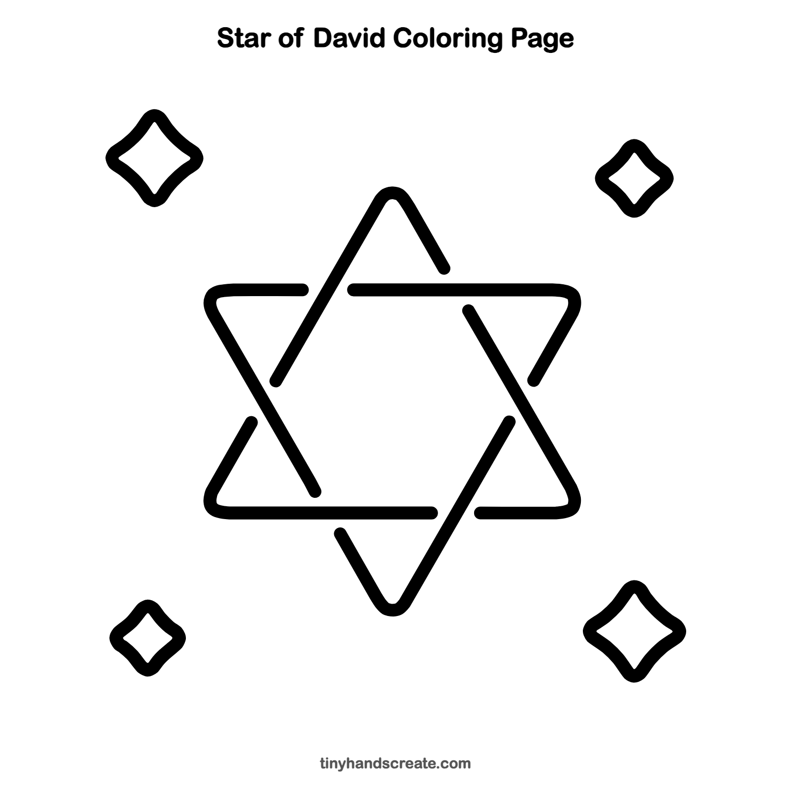 Free printable Star of David coloring page for kids
