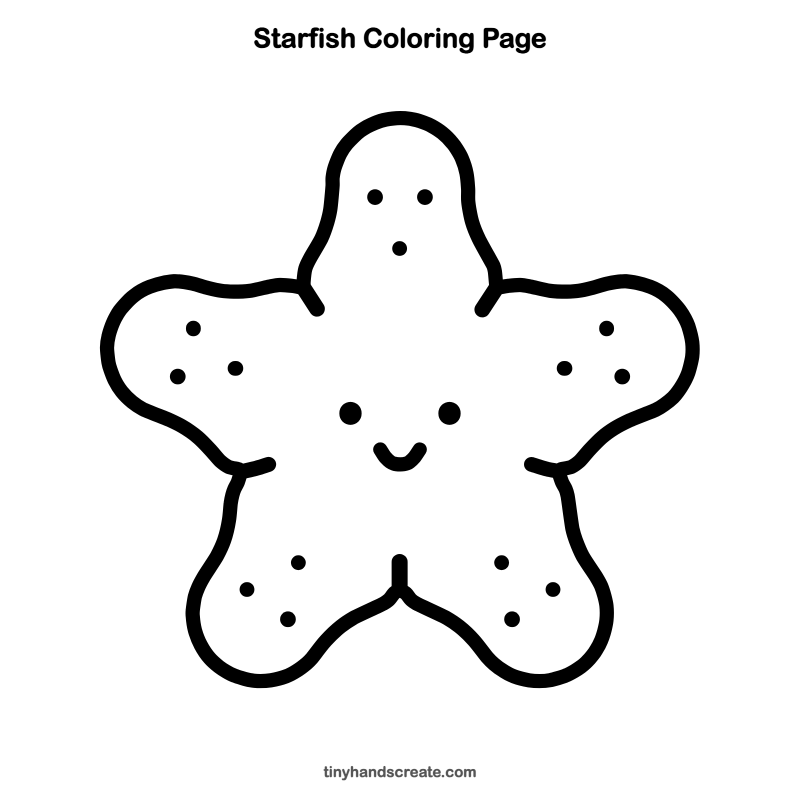 Free printable starfish coloring page for kids
