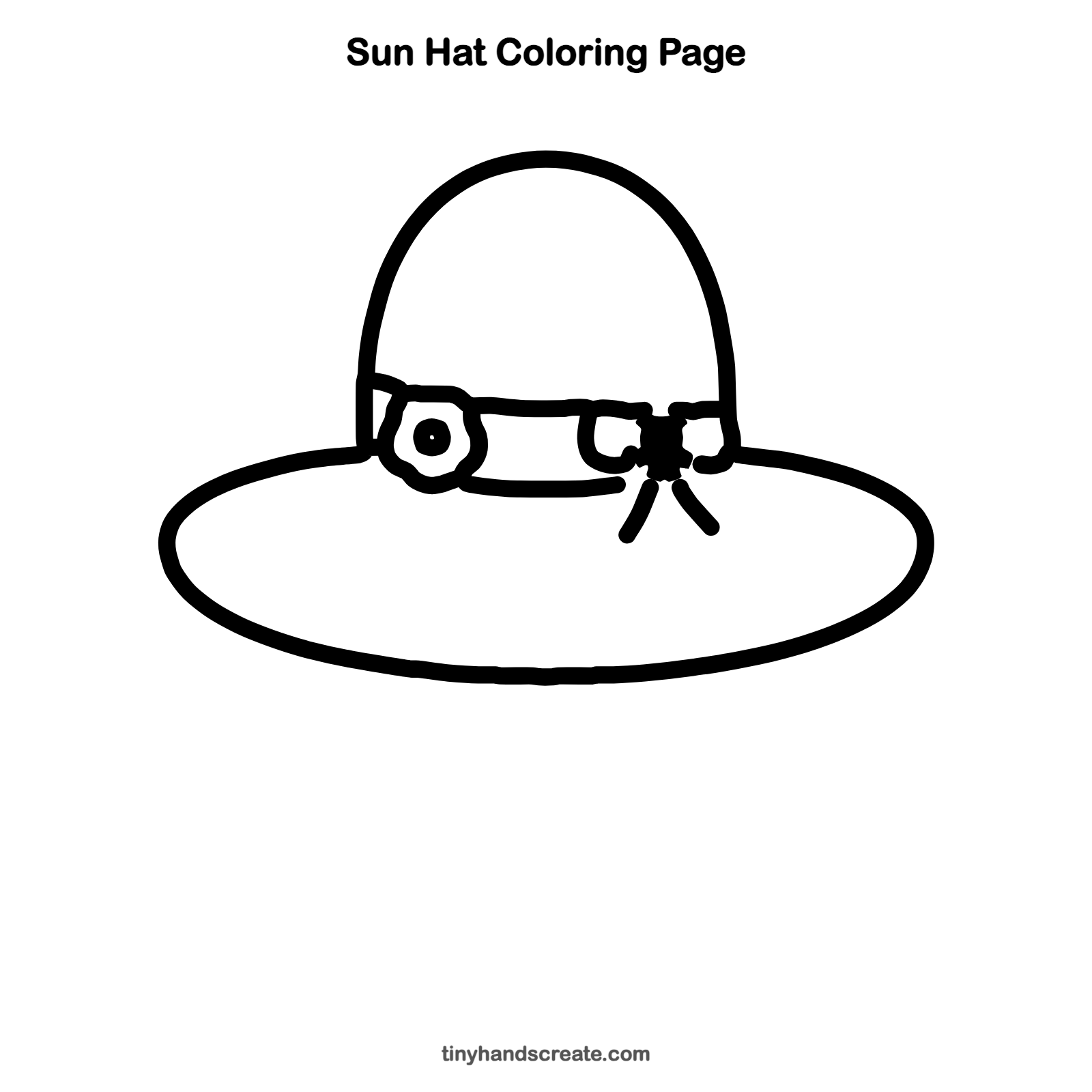 Free printable sun hat coloring page for kids