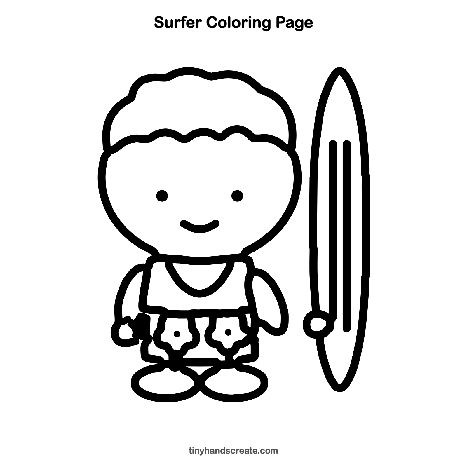 Free printable surfer coloring page for kids