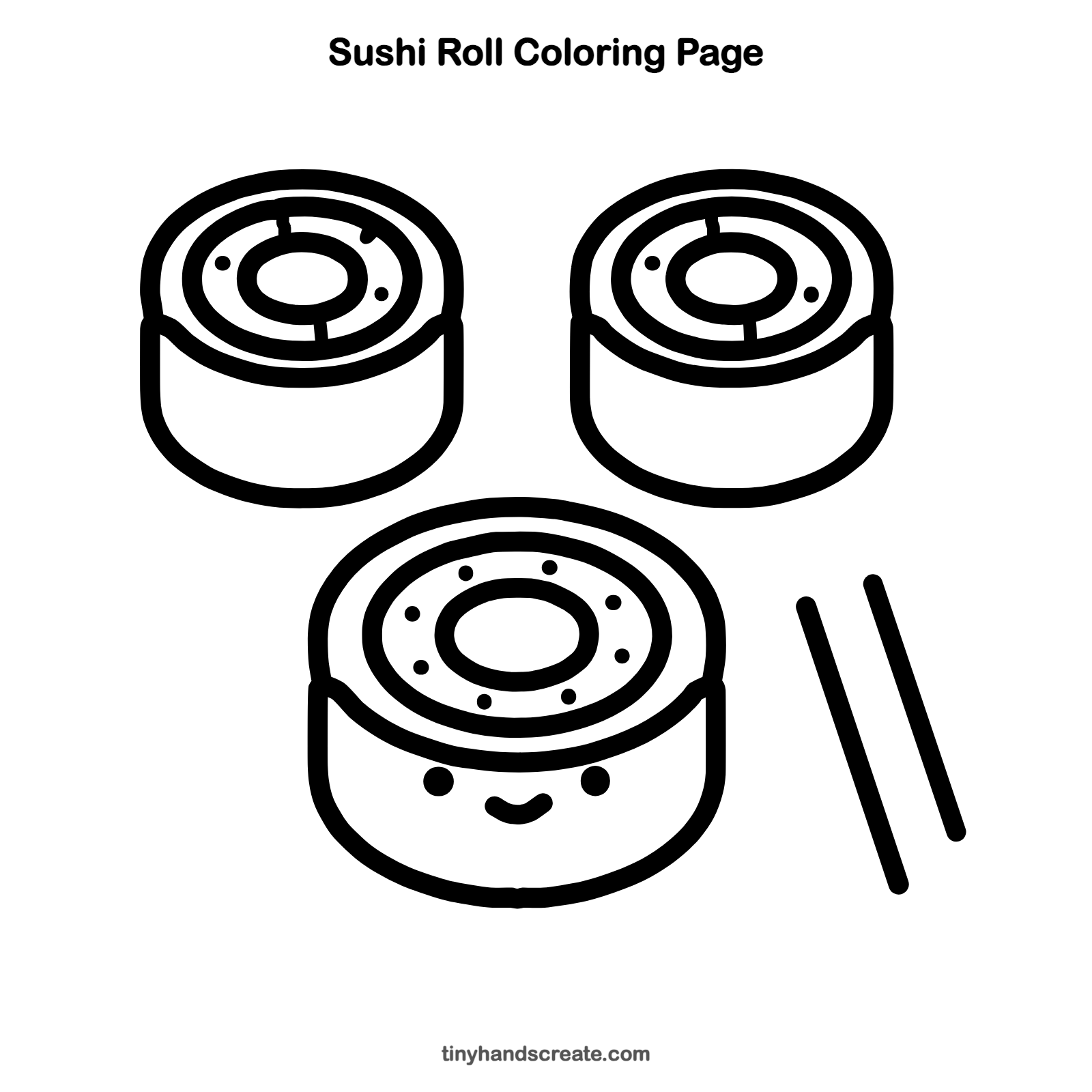 Free printable sushi roll coloring page for kids