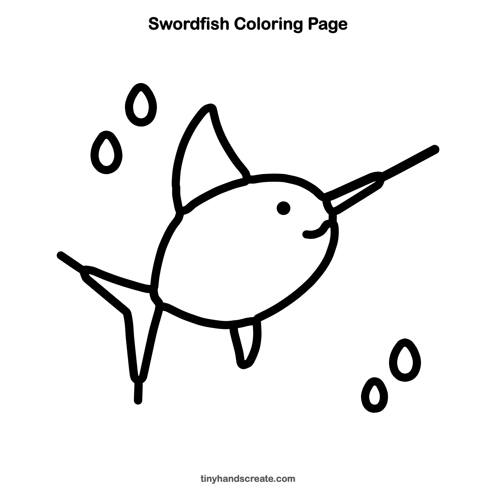 Free printable swordfish coloring page for kids