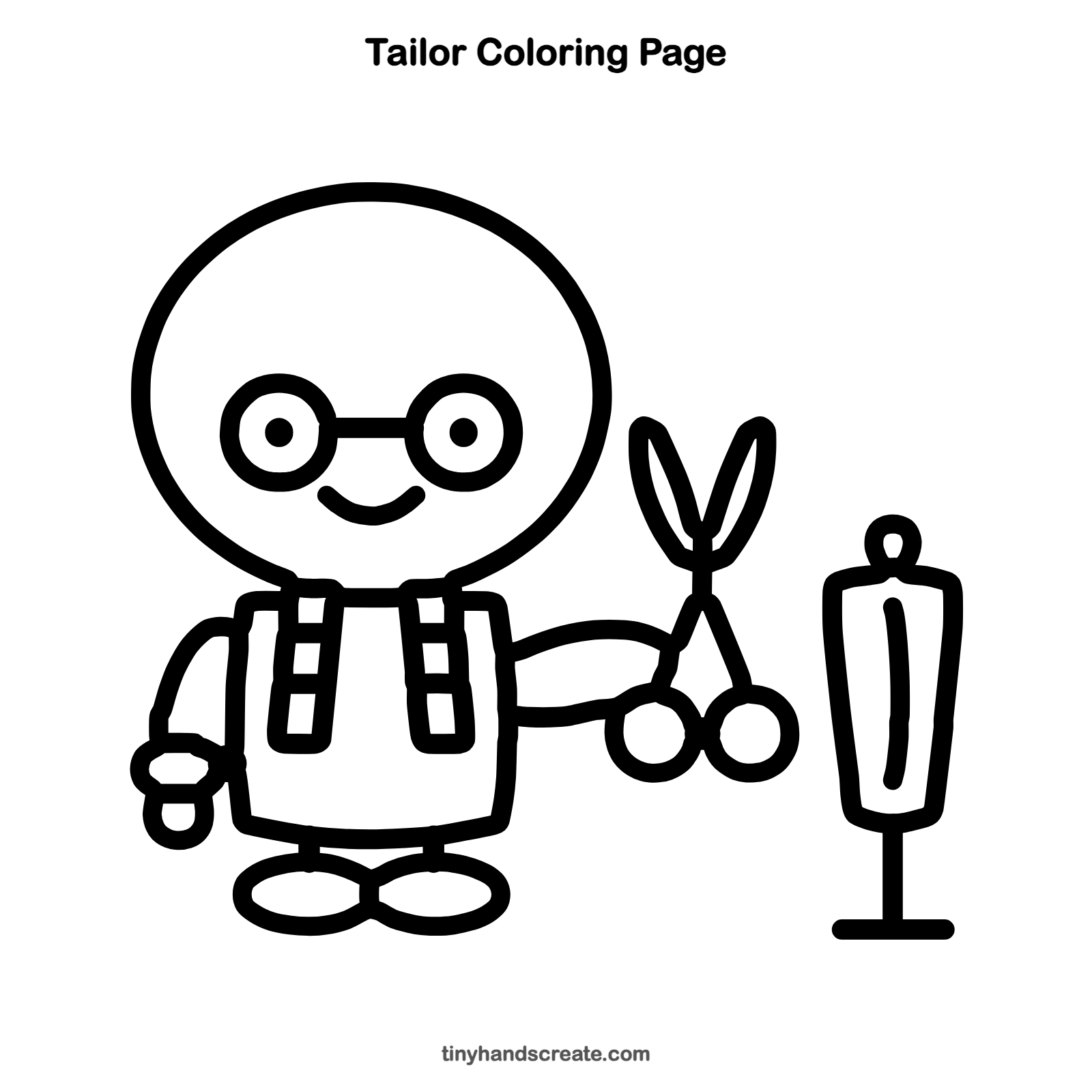 Free printable tailor coloring page for kids