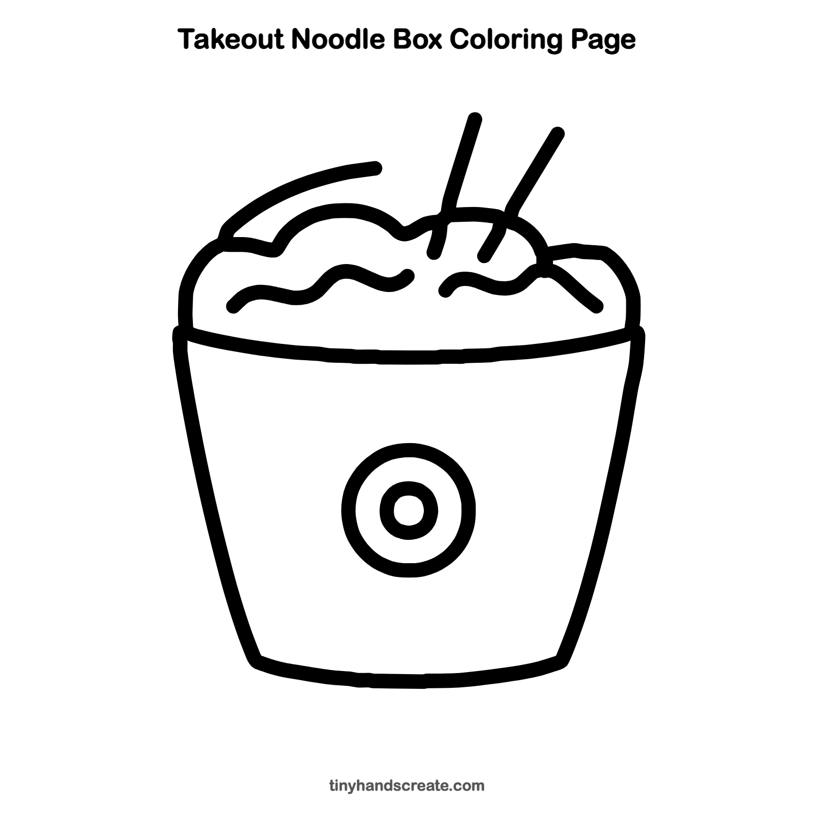 Free printable takeout noodle box coloring page for kids