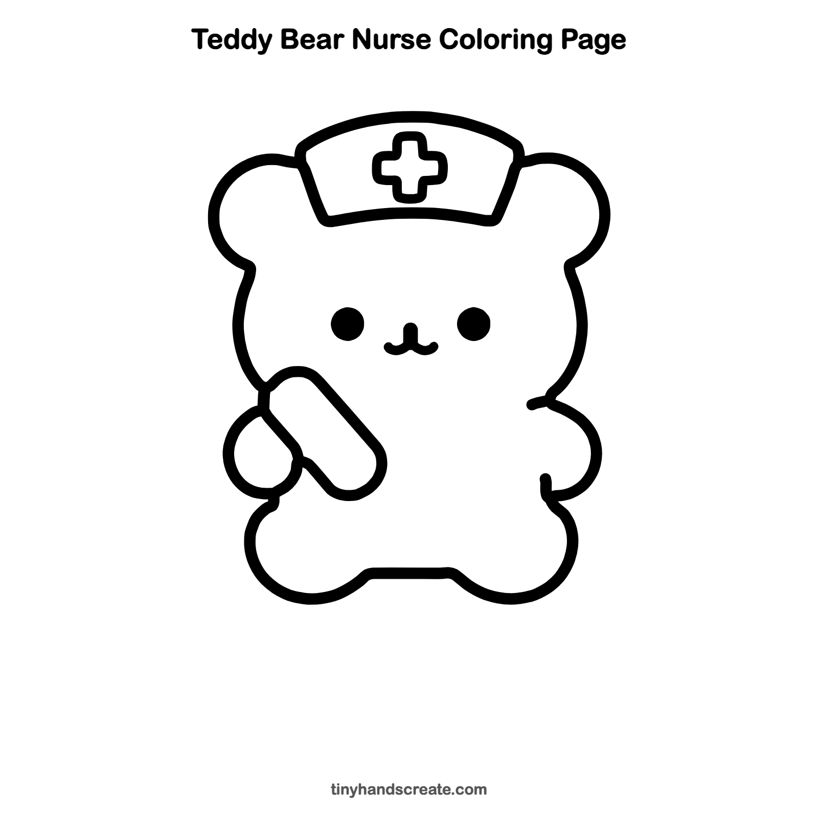 Free printable teddy bear nurse coloring page for kids
