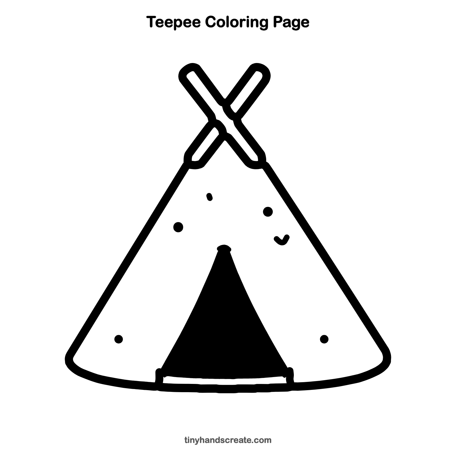 Free printable teepee coloring page for kids