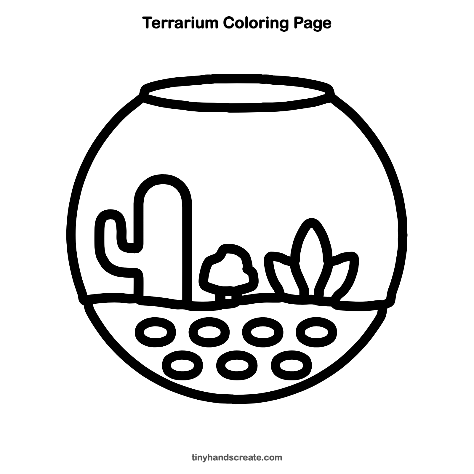 Free printable terrarium coloring page for kids