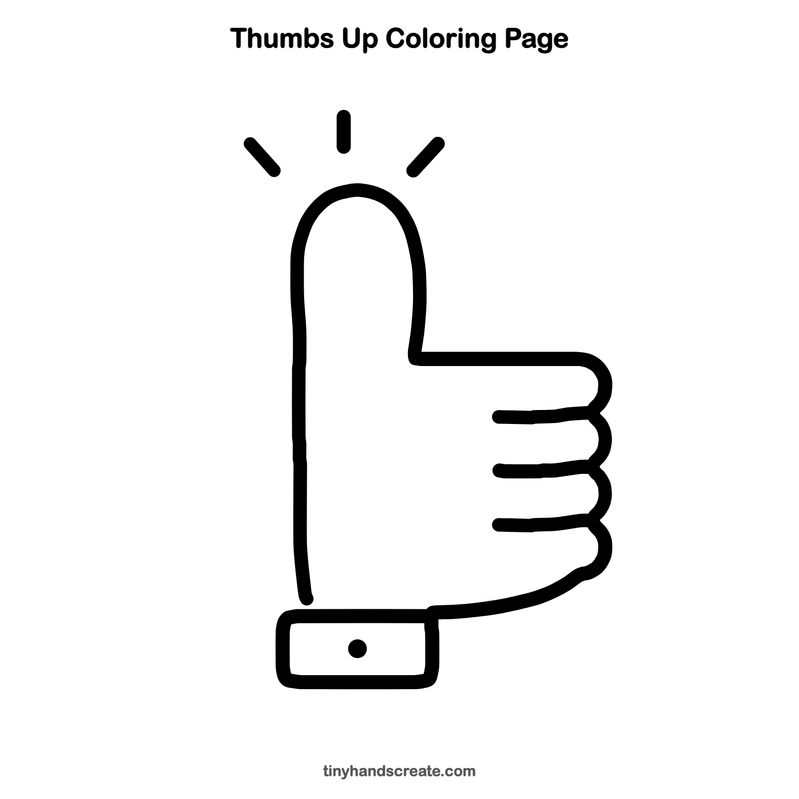 Free printable thumbs up coloring page for kids