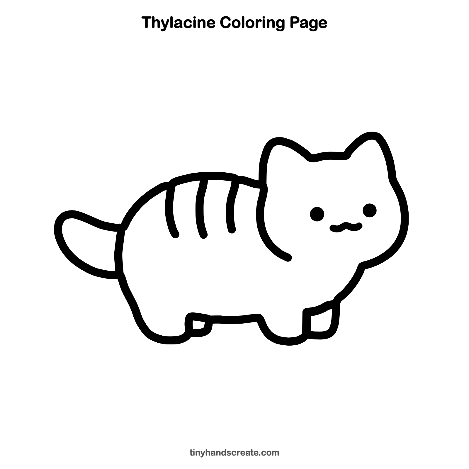 Free printable thylacine coloring page for kids