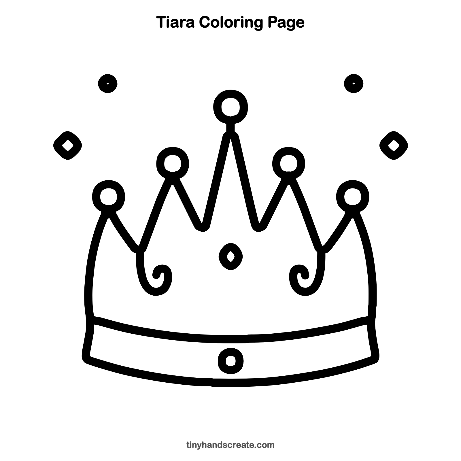 Free printable tiara coloring page for kids