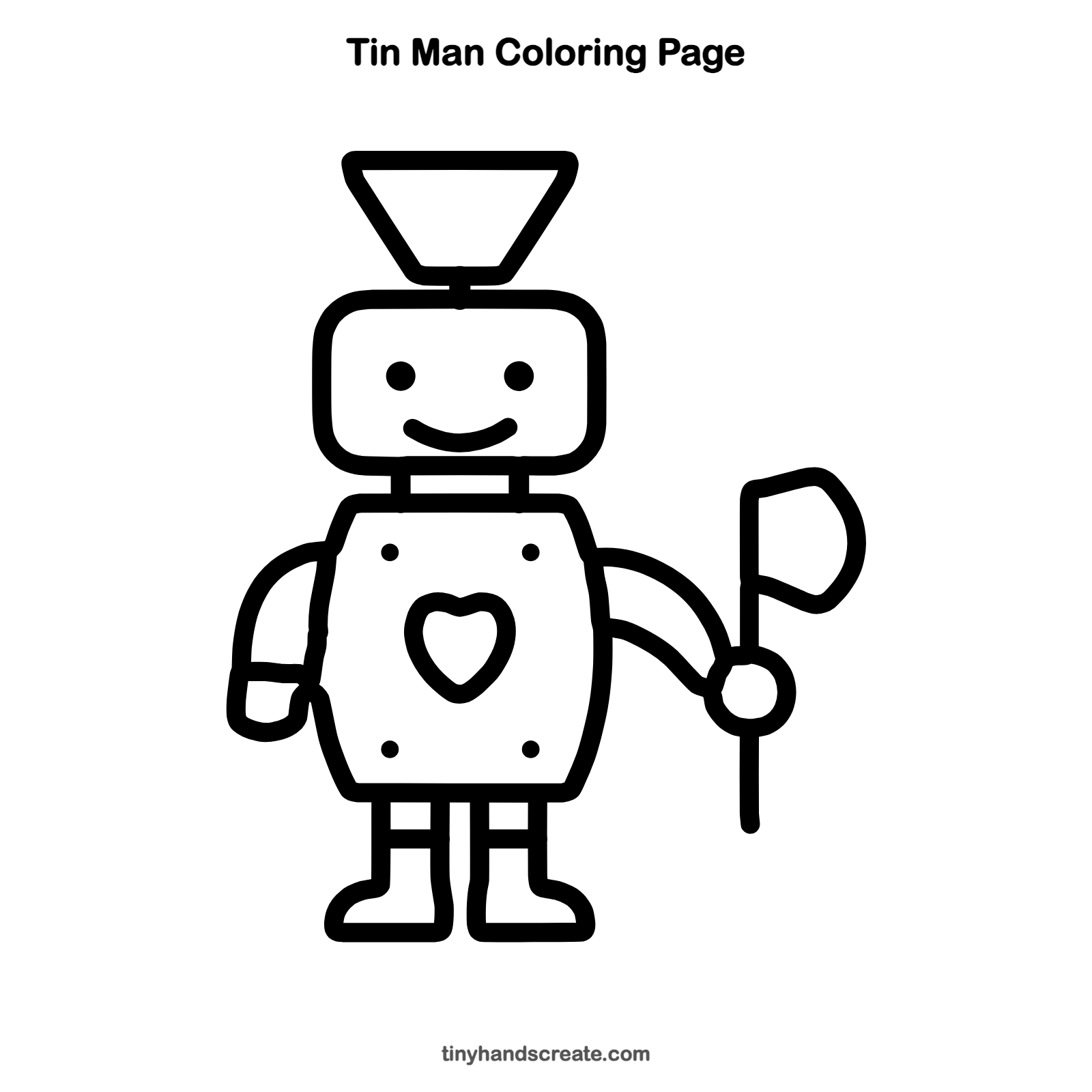 Free printable tin man coloring page for kids