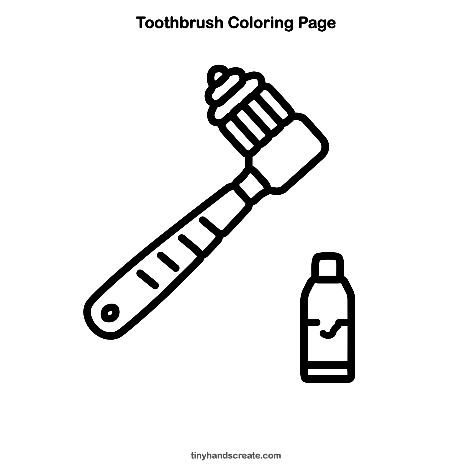 Free printable toothbrush coloring page for kids