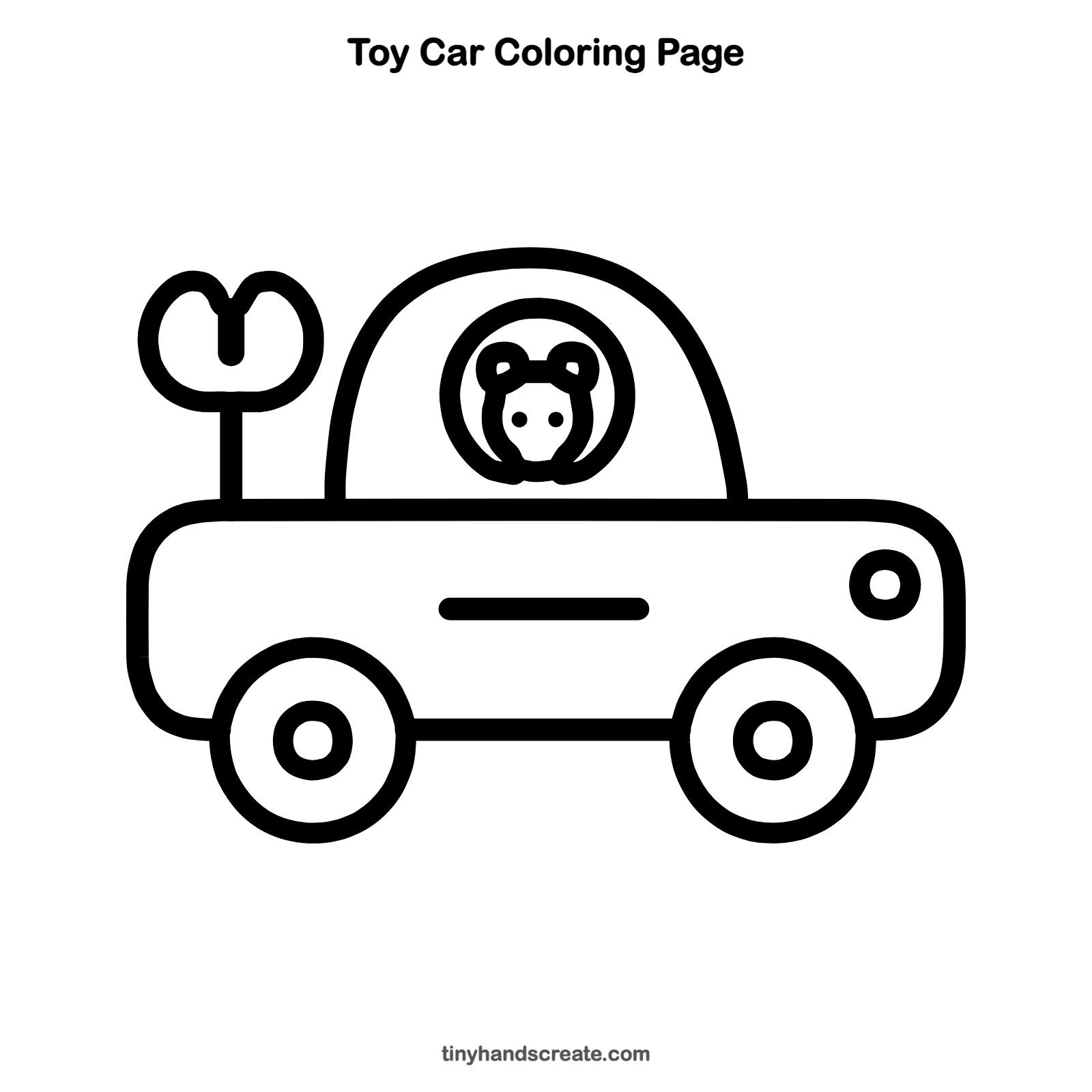Free printable toy car coloring page for kids