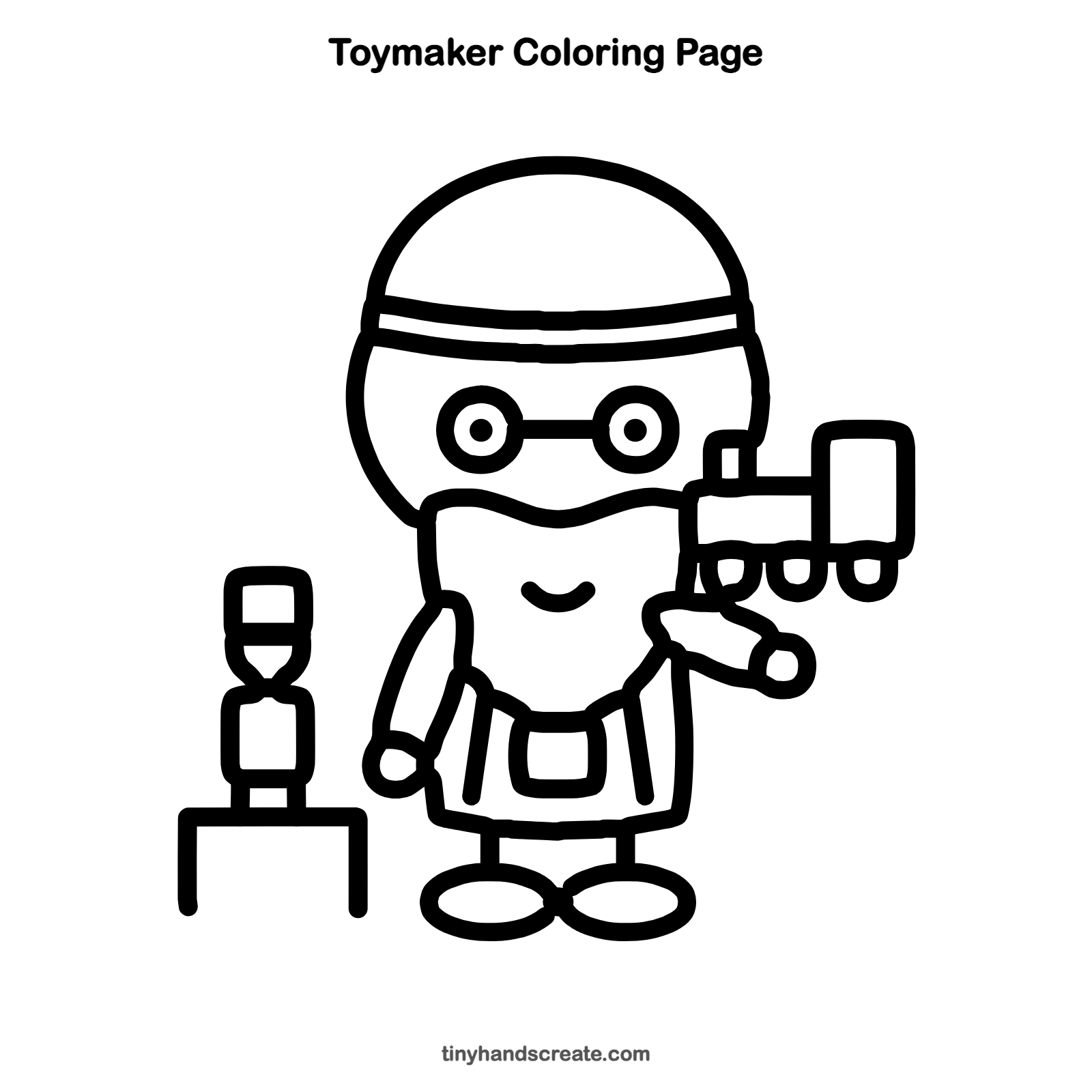 Free printable toymaker coloring page for kids
