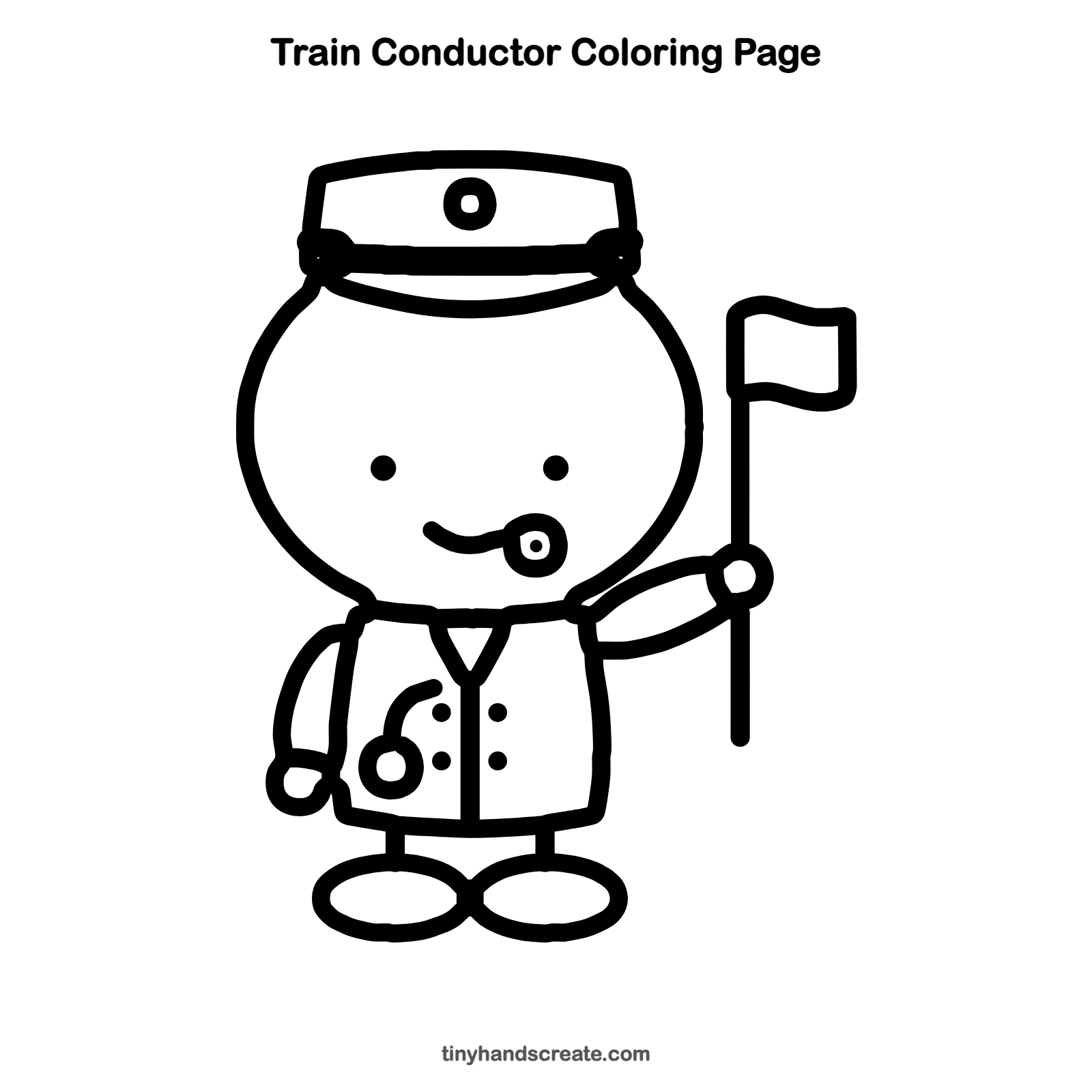 Free printable train conductor coloring page for kids