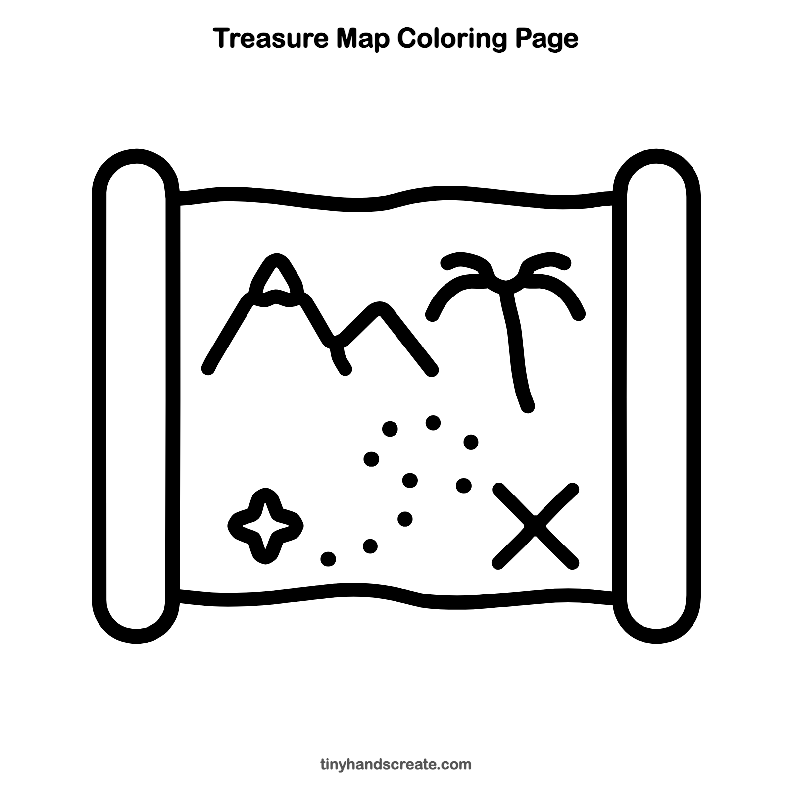 Free printable treasure map coloring page for kids