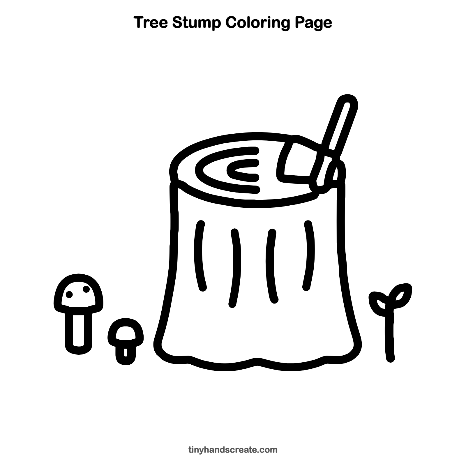 Free printable tree stump coloring page for kids