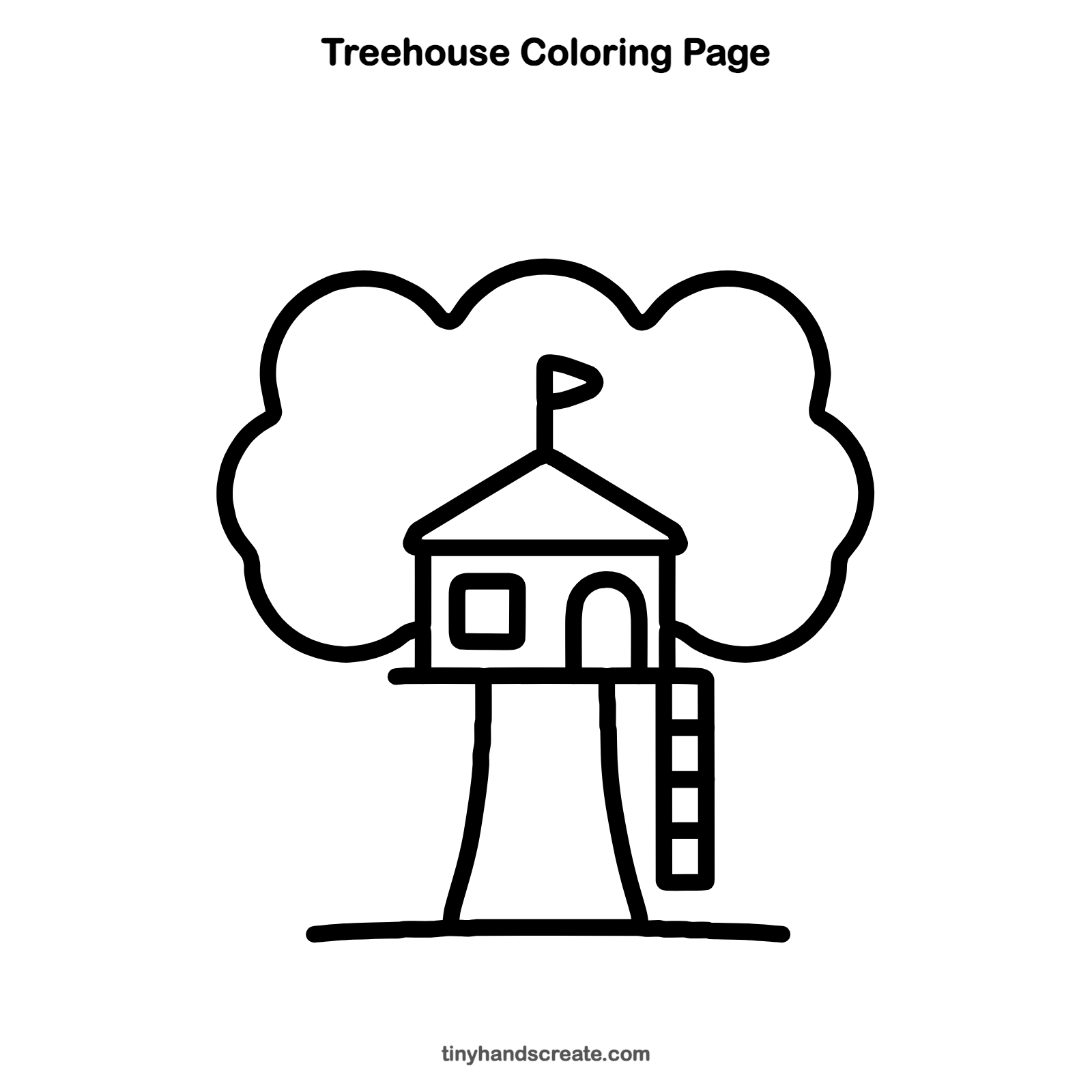 Free printable treehouse coloring page for kids