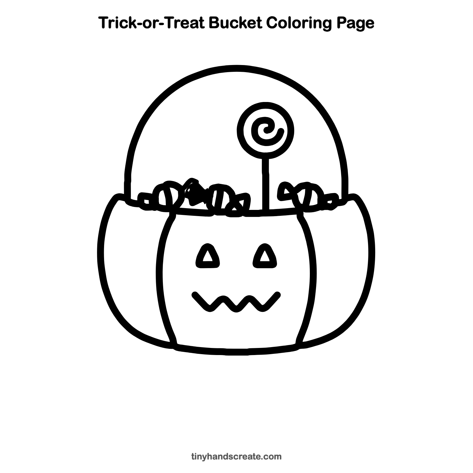 Free printable trick-or-treat bucket coloring page for kids