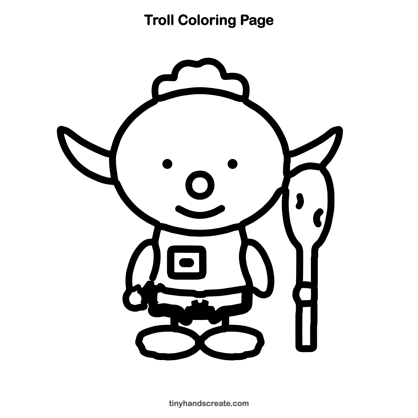 Free printable troll coloring page for kids