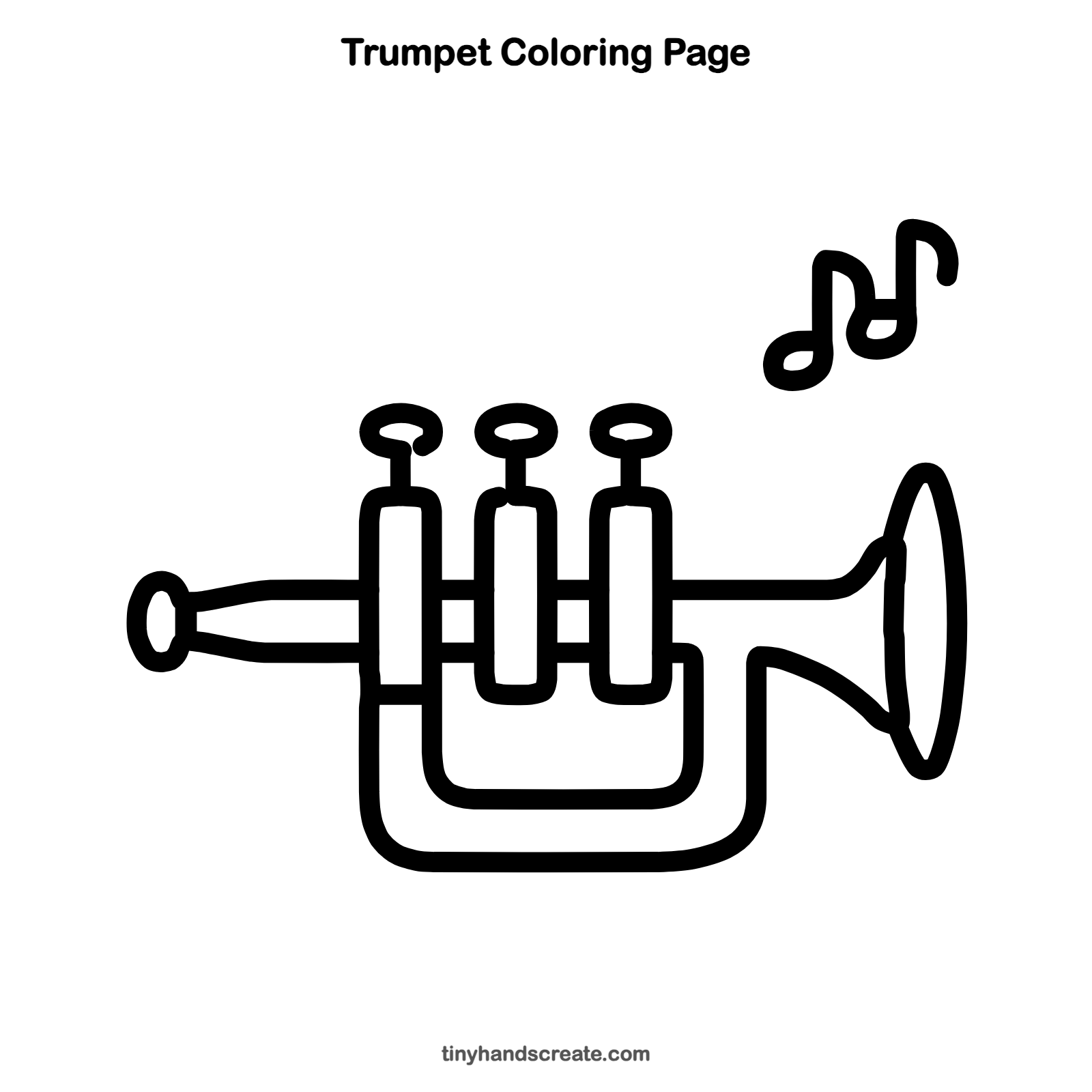 Free printable trumpet coloring page for kids