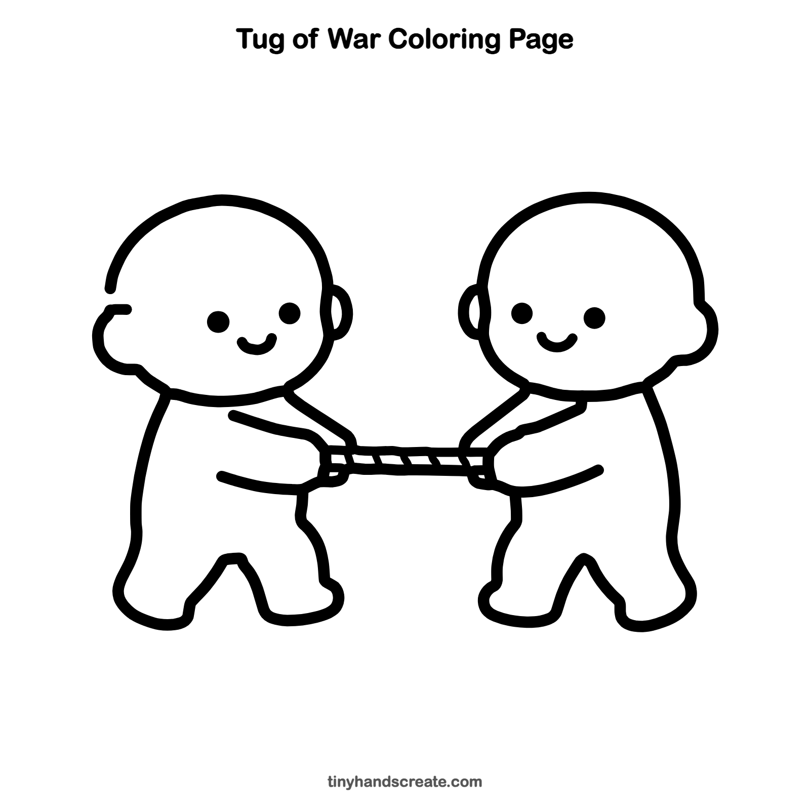 Free printable tug of war coloring page for kids