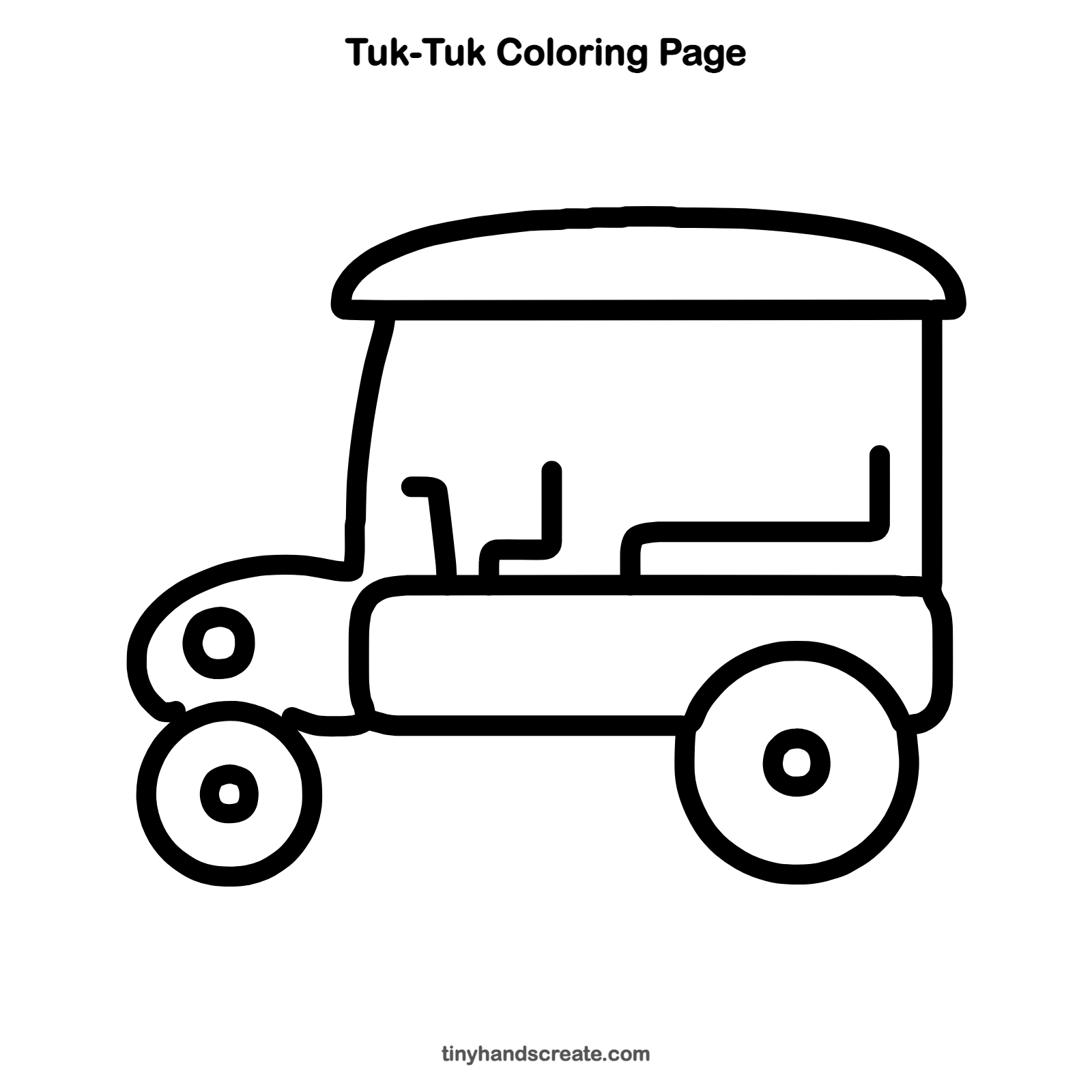 Free printable tuk-tuk coloring page for kids