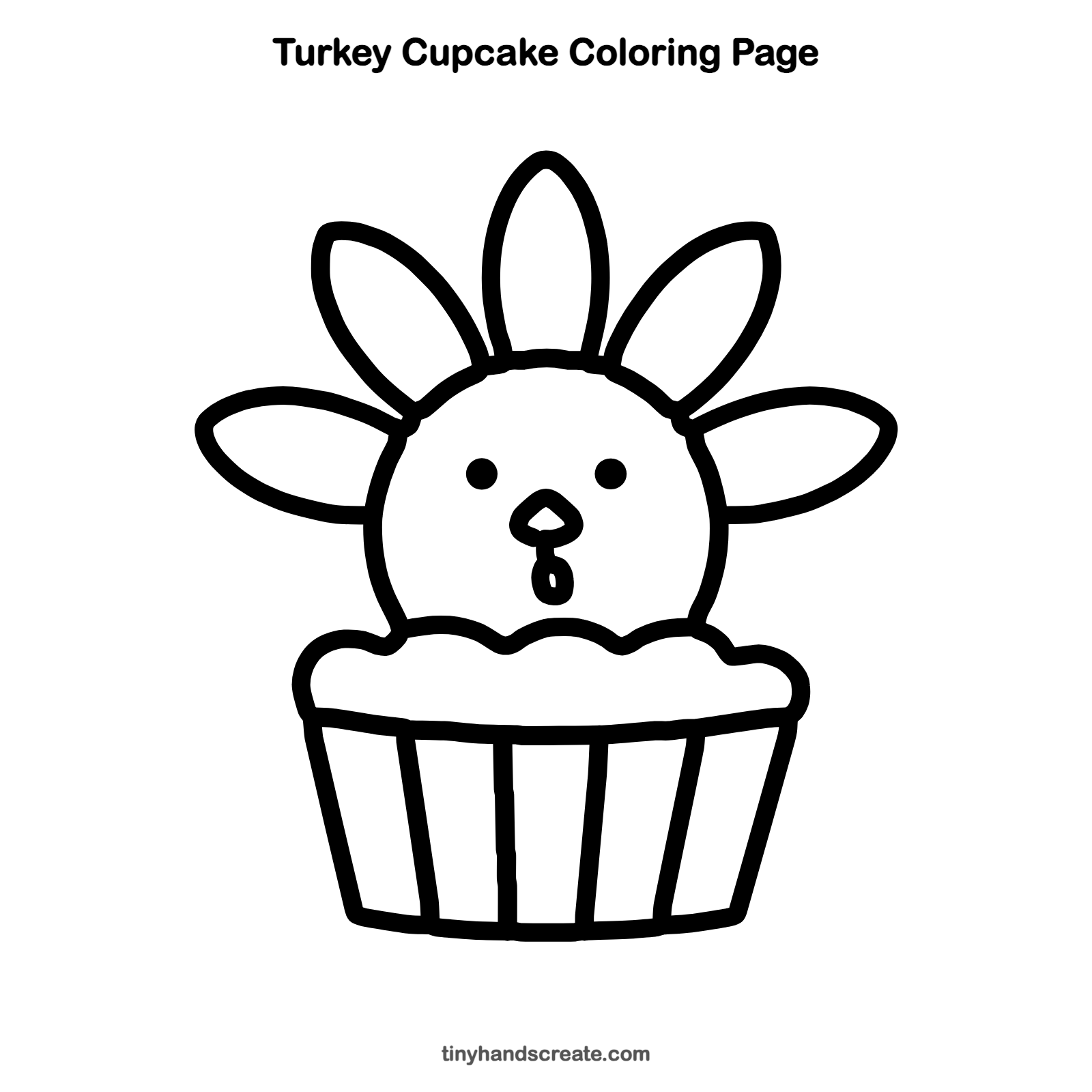 Free printable turkey cupcake coloring page for kids