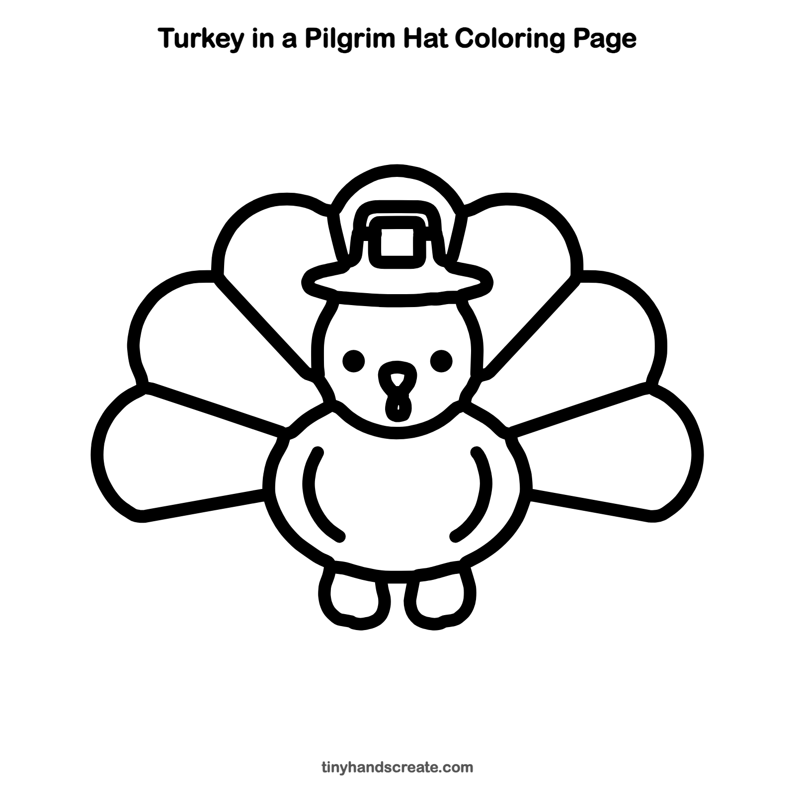 Free printable turkey in a pilgrim hat coloring page for kids