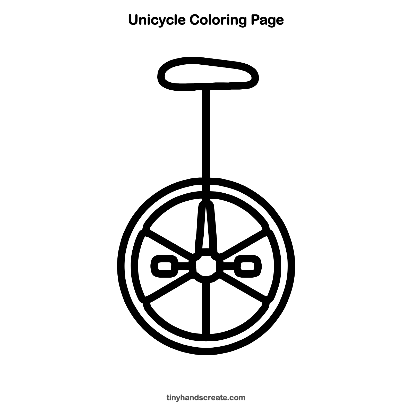 Free printable unicycle coloring page for kids
