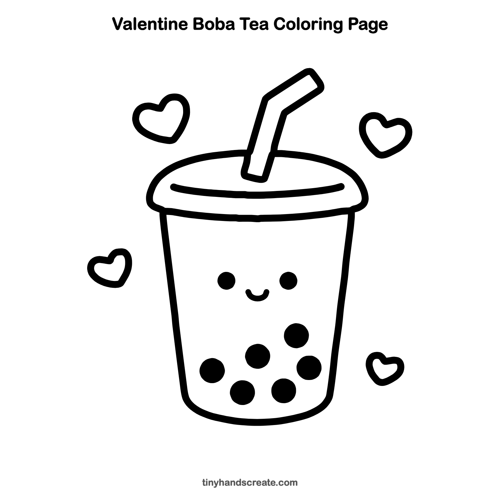 Free printable valentine boba tea coloring page for kids